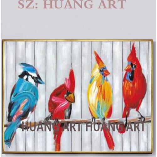 100% Handpainted Abstract Flamingo Oil Painting On Canvas Love Bird Oil Painting For Wall Decoration Flamingos Painting For Home