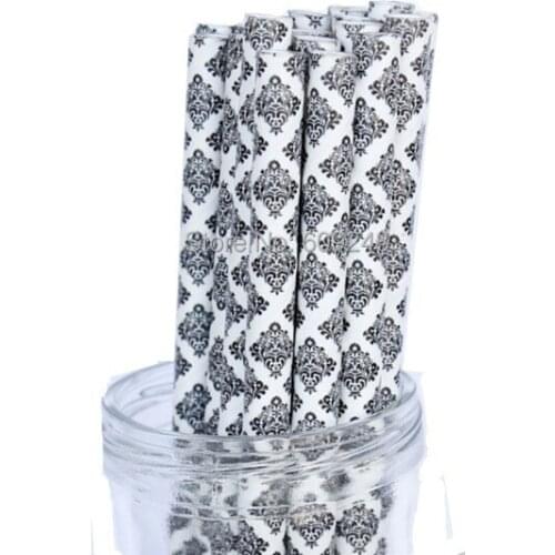 100pcs Pick Your Colors Black Damask Paper Straws Graduation Halloween Party,Mason Jar,Lollipop,Cake Pop,Cupcake Topper Sticks