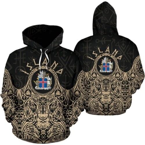 2020 Iceland Vikings Coat of Arms Hoodie Golden Harajuku Fashion Sweatshirt and hoodies Unisex Casual Hoodies tops