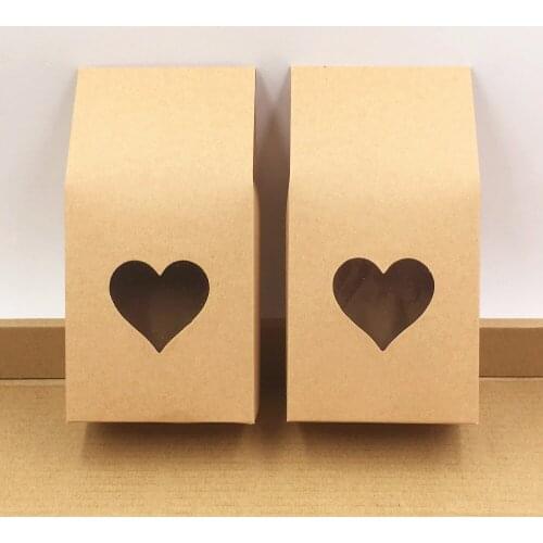 30pcs 8*5*16cm Wedding Gift Bag Kraft Paper With heart Birthday Party Gift Christmas New Year Shopping Package gift box