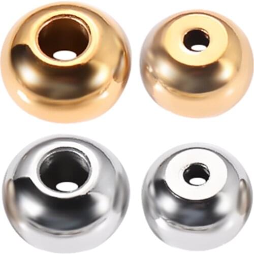 30pcs/lot Stainless Steel Gold Silver Tone Spacers Beads Round Charm Loose DIY Necklace Bracelets Beads for Jewelry Making