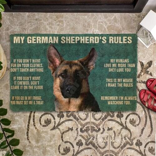 3D My German Shepherds Rules Doormat Non Slip Door Floor Mats Decor Porch Doormat