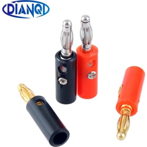 4MMBanana plug lantern head test plug lantern type four page banana terminal Color Red and Black plug 10pcs Free Shipping