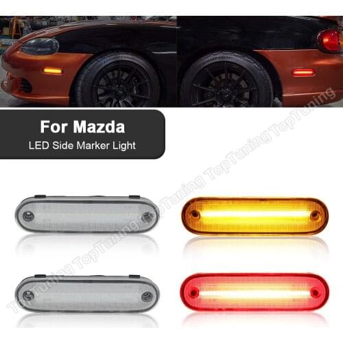 For Mazda Miata MX-5 MX5 1990-2005 Smoked/Clear Lens LED Front Rear Side Marker Lamp Amber Red Car Light 4PCS