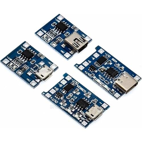 5pcs Type-c/Micro/Mini USB 5V 1A 18650 TP4056 Lithium Battery Charger Module Charging Board With Protection