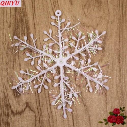 5 Packs of Christmas Snowflakes 15pcs White Plastic Artificial 10cm Snow Christmas Decorations Hanging Ornaments 7ZHH075