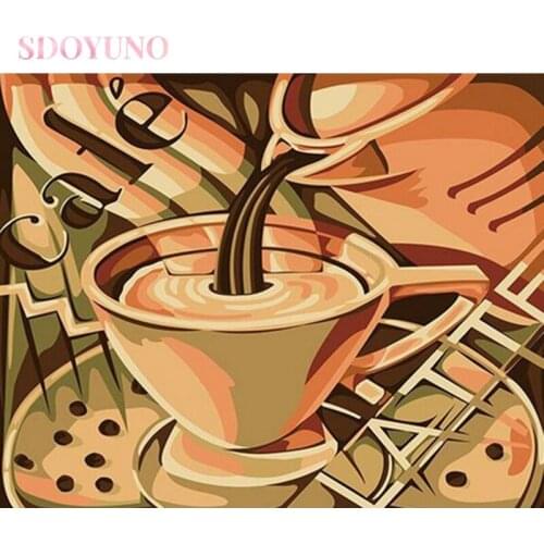 SDOYUNO acrylic painting by numbers abstract on canvas cafe coffee Drawing by numbers art paint set Unique Gift For Home Decor