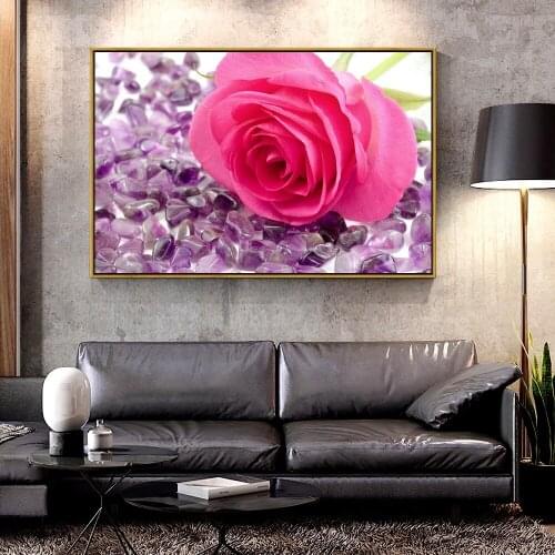 Artcozy Oil Canvas Painting rose_flower_stone_close For Home Decoration Wall Art