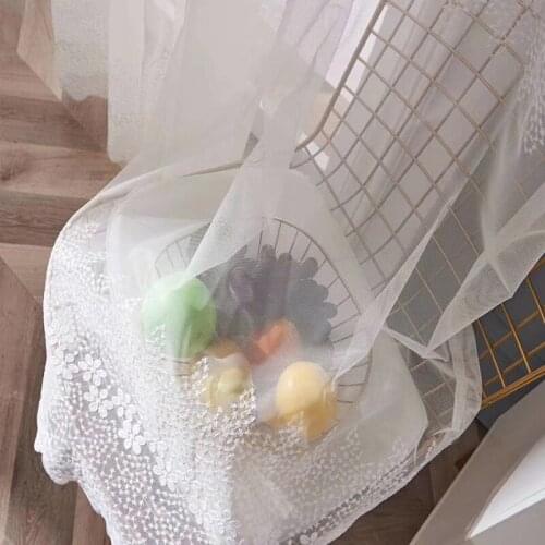 White Embroidered Floral Sheer Curtain For Living Room Elegant Wave Bottom New Home Decor Kitchen Window Rideaux M253C