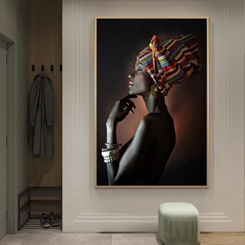 Black Girl With Silver Jewelry African Art Canvas Paintings On The Wall Art Posters And Prints Canvas Pictures For Living Room