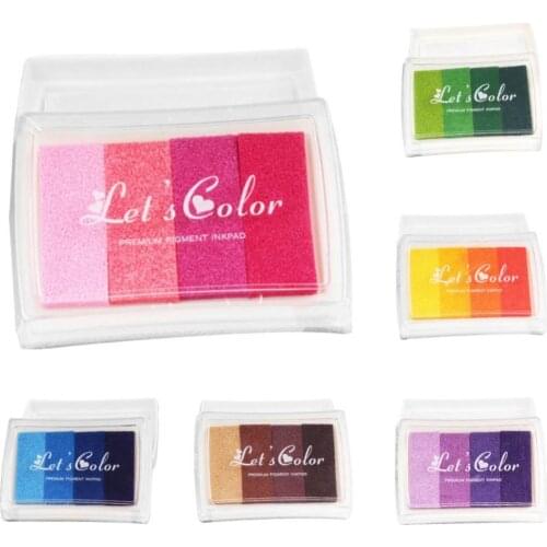 1pcs 4 color Inkpad Ink stamp pad Colorful Cartoon Craft Inkpad set for DIY funny work Fingerprint Scrapbooking Accessories