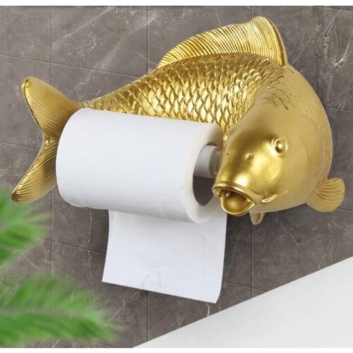 European Style Bathroom Tissue Holder Resin Material Carp Tissue Holder Roll Paper Tube Furniture Bathroom Decoration