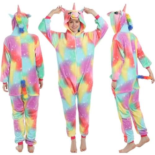 Baby Unicorn Pajamas Animals Kigurumi Onesie Kids Girl Pajama Sleepwear Winter Adult Woman Warm Pyjamas Mother Daughter Clothes