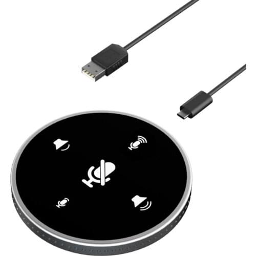 Dual Channel Consender Microphone USB Mic with Speaker & Touch-Sensor Button for Webinar/Podcast Creation T84C