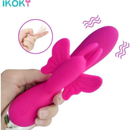 Butterfly Dildo Vibrator Sex Toys for Women 10 Speed Clitoris Stimulator Adult Products AV Stick Wand
