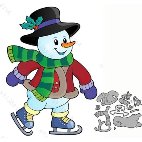 Hot New Metal Cutting Dies Skating Snow Man Stencils for Making Scrapbooking Album Paper Cards Embossing Cut Die