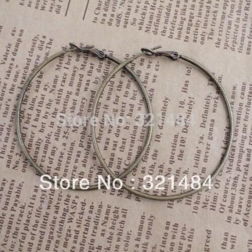 Hot sale 200piece/lot 50mm antique bronze hoop earring findings ear wire hooks