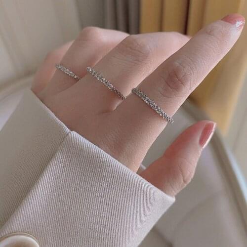 3 Size Sparkling Genuine 925 Sterling Silver Soft Rings for Women Female Minimalist Ring Fashion Fine Jewelry Accessories YRI216