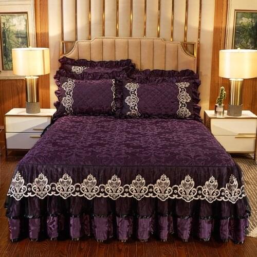 European Bed Sheet Set Royal Style Queen Sheets Velvet Thicken Lace Bed Skirt One Pc for Home Bedspread Cotton Bed Sheet