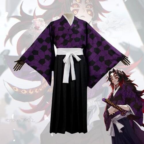 Anime Demon Slayer Kimetsu No Yaiba Kokushibou Cosplay Costume Kokushibou Cosplay Suit Kimono Uniform Halloween COS Costumes