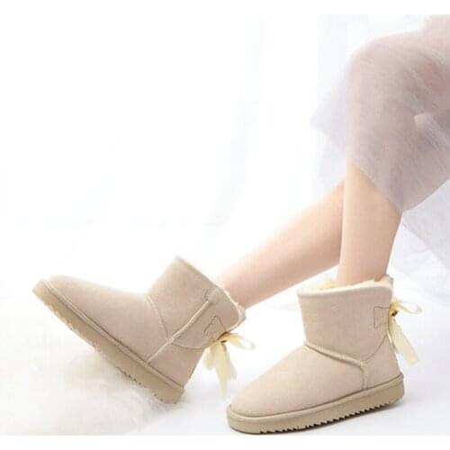 Hot sale fashion 100% genuine leather ladies snow boots winter warm womens boots mink hair tassels free shipping