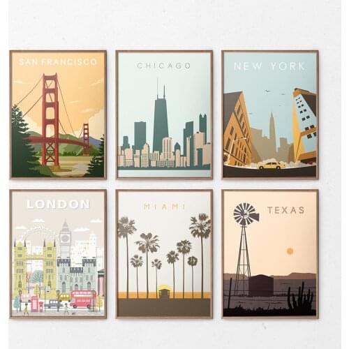 London New York San Francisco City Wall Art Canvas Painting Nordic Posters And Prints Wall Pictures For Living Room Home Decor