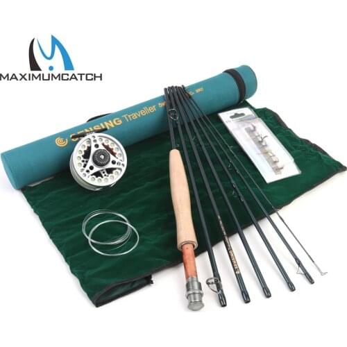 Maximumcatch 9FT 5/6/7/8WT 7pcs Traveler Fly Fishing Rod Combo Graphite IM10/30T+36T Carbon Fiber Fly Rod with Fly reel Combo