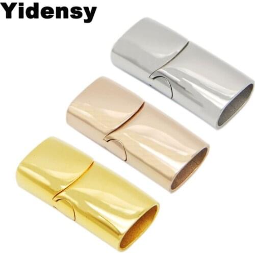 Yidensy Fashion Stainless Steel Magnetic Clasps Connector 12*6mm fit Flat Leather Cord Bracelet Necklace DIY Jewelry Findings