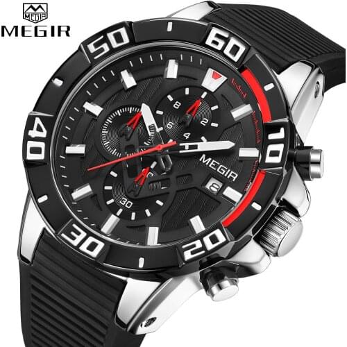 Top MEGIR New Watch Men Sport Waterproof Analogue Quartz Mens Watches With Chronograph Luxury Military Wrist Watch Man Clock