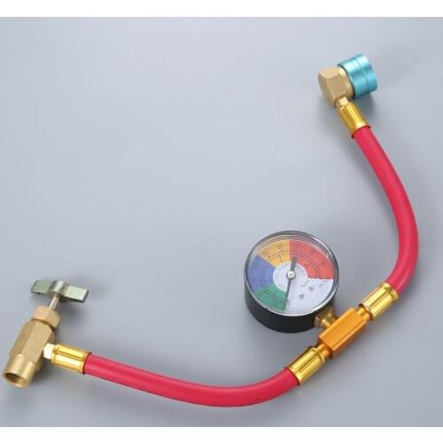 Low Side R1234yf Quick Coupler Refrigerant Recharge Hose Kit Pressure Gauge Can Opener Quick Coupler