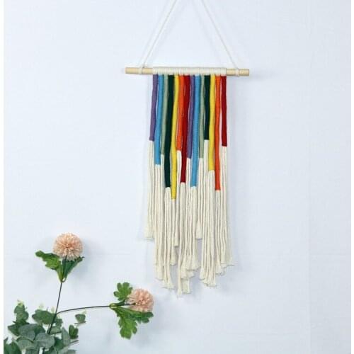 New Cross-border Ins 14 Ropes Rainbow Tapestry Woven Cotton Rope Bedroom Childrens Room Decoration