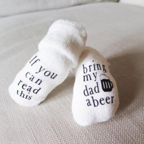 2021 Autumn Winter If You Can Read This Bring My Dad A Beef Letter Striped Socks Cute Baby Boys Girls Gift Fashion Casual Socks