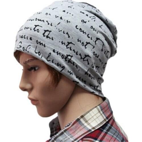 VISNXGI New Autumn Hats Fashion Baggy Beanies Letter Printing Unisex Cotton Warm Winter For Women Hip Hop Men Bonnet Head Cap