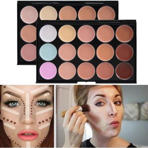 15 Colors Concealer Palette Makeup Palette with Brush and Sponge Puff Highly Pigmented Concealer Cream Palette Kit