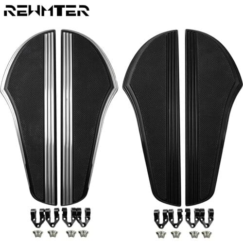 Motorcycle CNC Front Driver Floorboard Foot Pegs Black/Chrome Footrest Pedal For Harley Touring Road Glide FLHR Softail Slim