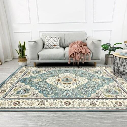 Persian Ethnic Style Retro Light Blue European-style Door Mat Bedroom Living Room Non-slip Bedside Carpet Mat