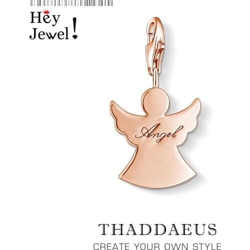 Rose Gold Color Guardian Angel Charms Fit Bracelet Necklace Pendant 925 Sterling Silver Jewelry As Women 2020 Spring Lucky Gift