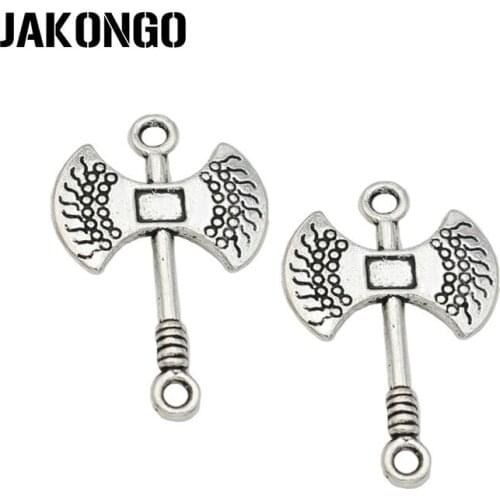 JAKONGO Antique Silver Plated Ax Tool Charms Pendant for Jewelry Making Earrings Bracelet Accessories DIY 24x16mm 20PCS/lot