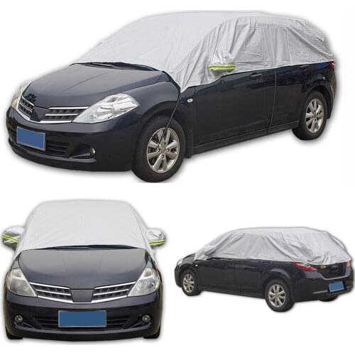 AuMoHall Universal Half Car Cover UV Protection Waterproof Outdoor Indoor Shield Car Covers Sunshade Protector
