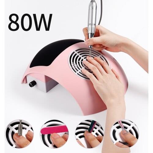 80W Nail Dust Collector Powerful Fan Vacuum Cleaner Manicure Machine Tools With 2 Free Nail Storage Bag Nail Art Salon Equipment