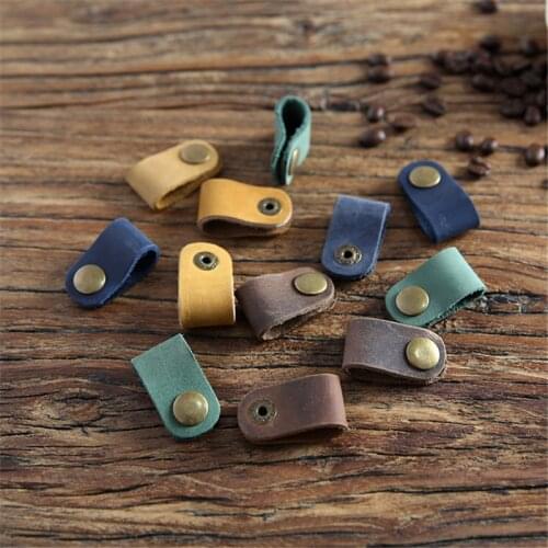 First Layer Cowhide Hub Network Cord Winder Leather Storage Buckle Company Event Practical Small Gift Organizer Desk Accessories