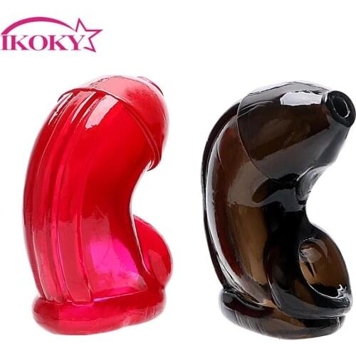 IKOKY Male Chastity Device Sex Toys for Men Reusable Condom Penis Extension Penis Ring Cock Cage Penis Sleeves Silicone