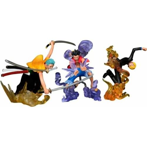 Cute Anime One Piece Roronoa Zoro Vinsmoke Sanji Monkey D Luffy PVC Action Figure Collectible Model Kids Toys Doll