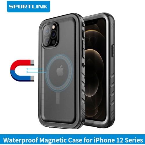 Sportlink Waterproof Magnetic Case for iPhone 12/12 Pro Max Magsafe Wireless Charger with Full Body Shockproof Protection