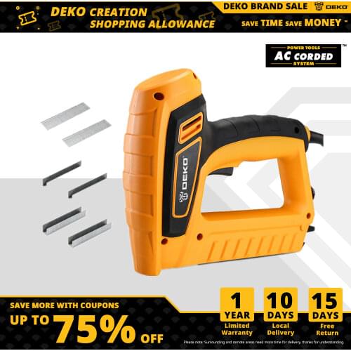 DEKO 220V Staple Gun, Portable Electric Nail Gun,Staple Gun for DIY Home Decoration Furniture Stapler,Power Tool,DKET01