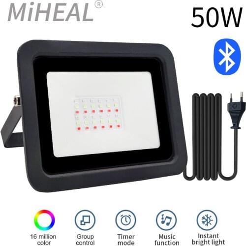 LED Smart Floodlights 50W/100W Bluetooth APP Smart Home Outdoor Lighting Tuya app Smart Life RGB Wall lamp IP68 Spotlight 220V
