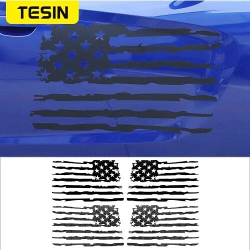 TESIN Car Stickers For Dodge RAM American Flag USA Flag Decal Sticker For Dodge RAM 2010-2021 Exterior Parts Car Accessories