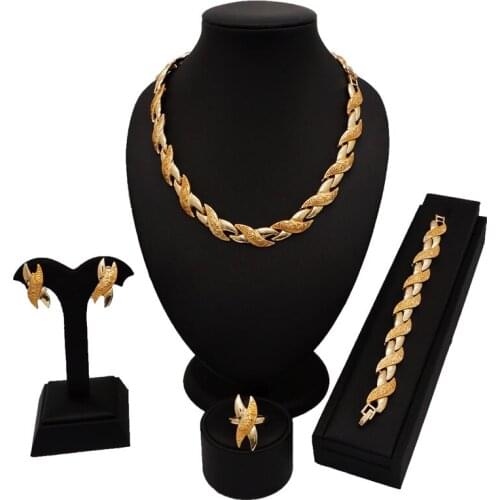 Jewelry sets for wedding women fashion necklace silver jewelry sets dubai jewelry sets with big chain