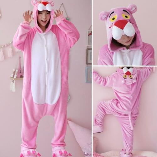 Winter Unicorn Pink Panther Pajamas Stitch Animal Sleepwear Panda Onesies Women Men Unisex Adult Flannel Home Clothes