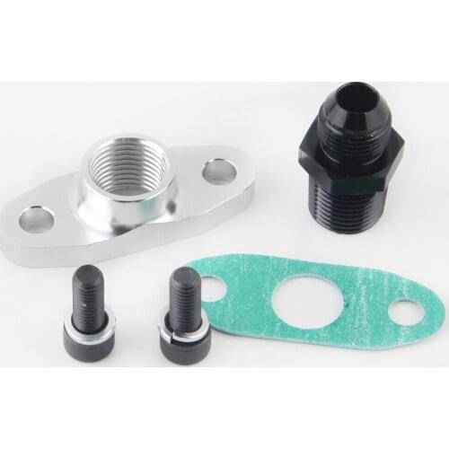 1/2 NPT Female Aluminum Oil Drain Turbo Flange T3 T4 T04 GT40 GT55 1/2NPT TO 8AN Flare Fitting